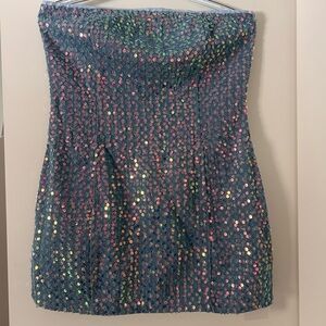 Superdown Multicolor Sequin Strapless Dress